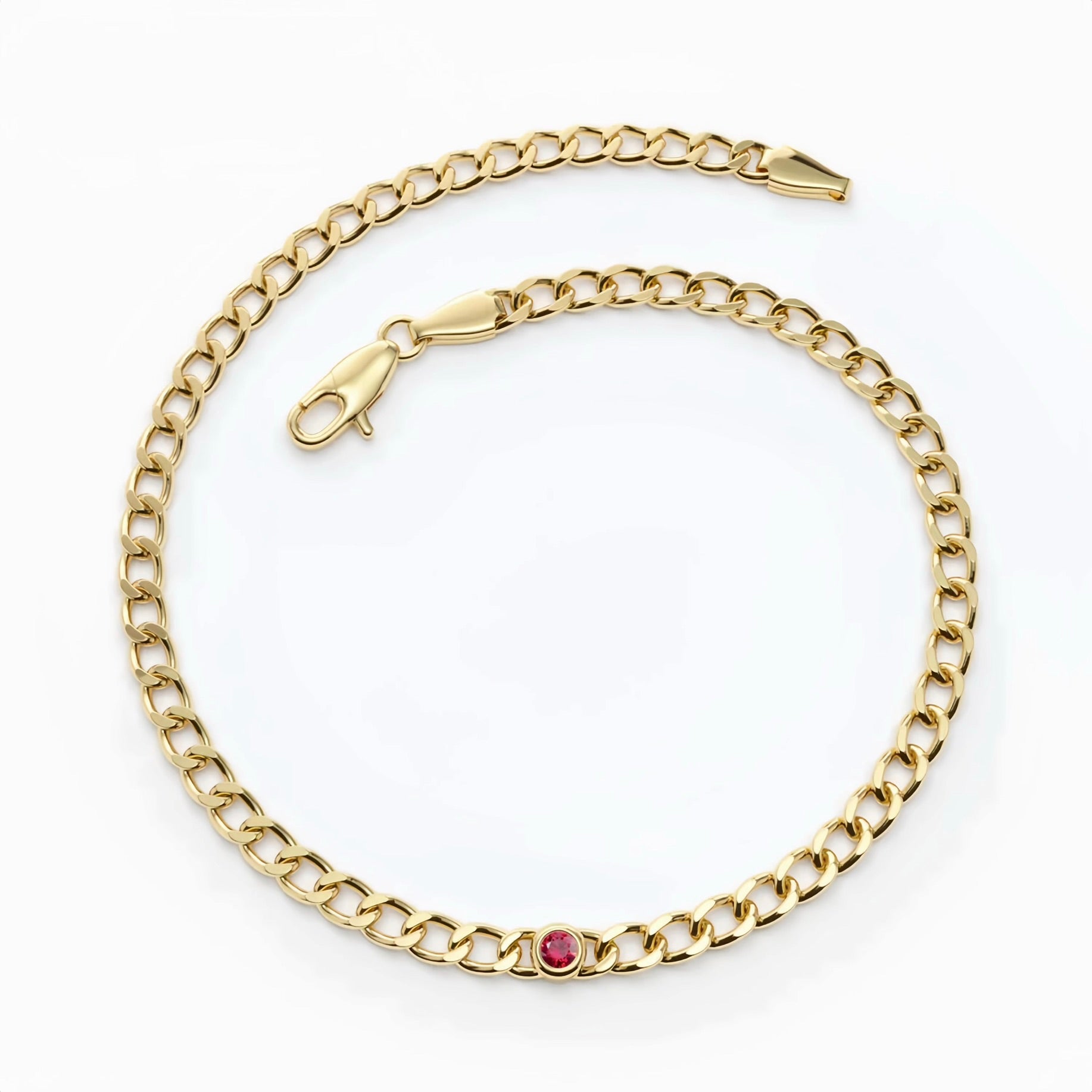 14K Gold Natural Ruby Bracelet (3mm / 4mm)