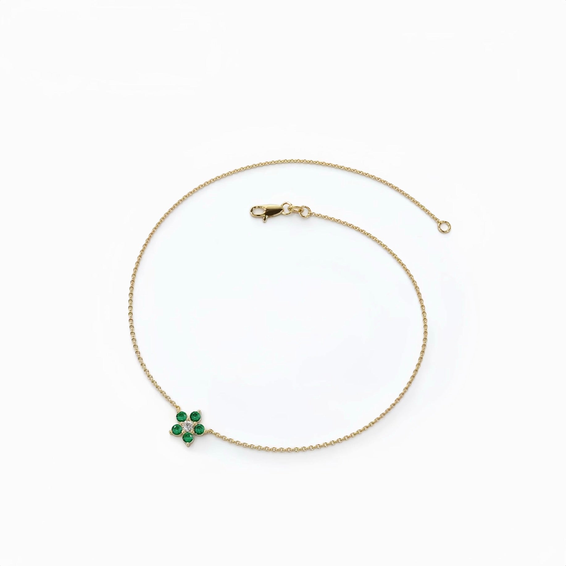14K Gold Natural Emerald Bracelet (6mm)