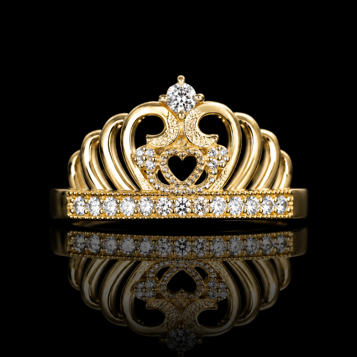 14K Gold Royal Crown Ring