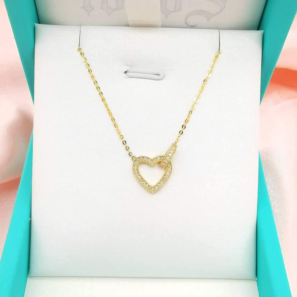 18K Gold Heart Natural Diamond Necklace