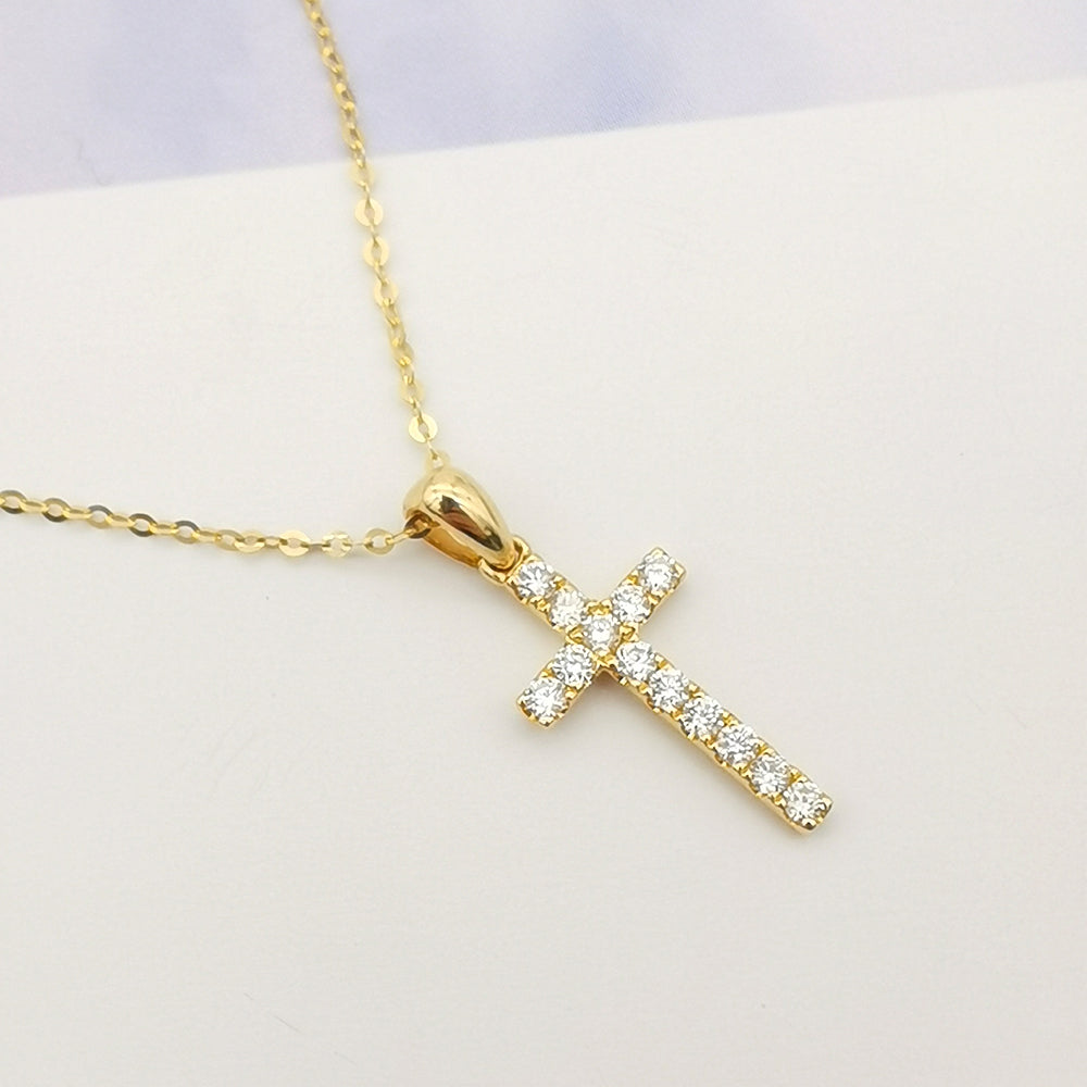 18k Gold Cruz Natural Diamond Necklace
