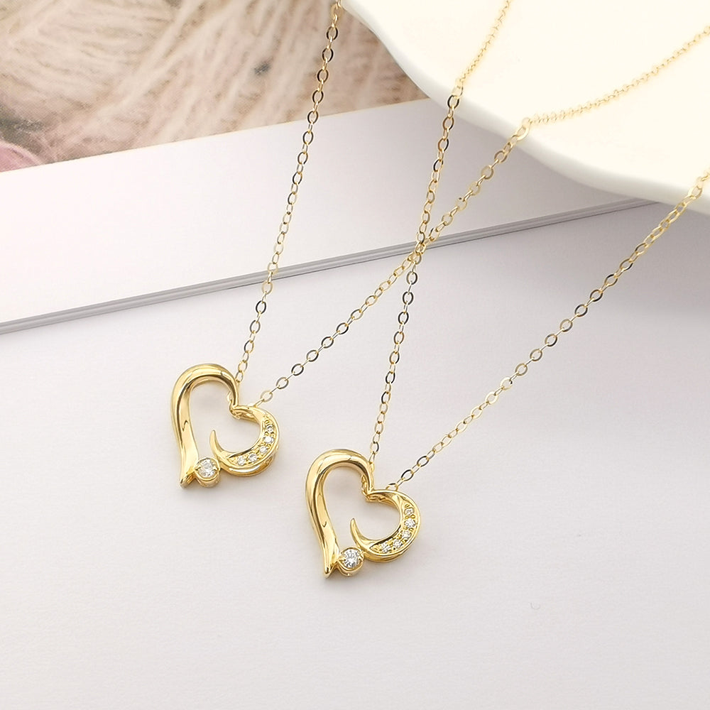 18K Gold Heart Natural Diamond Necklace