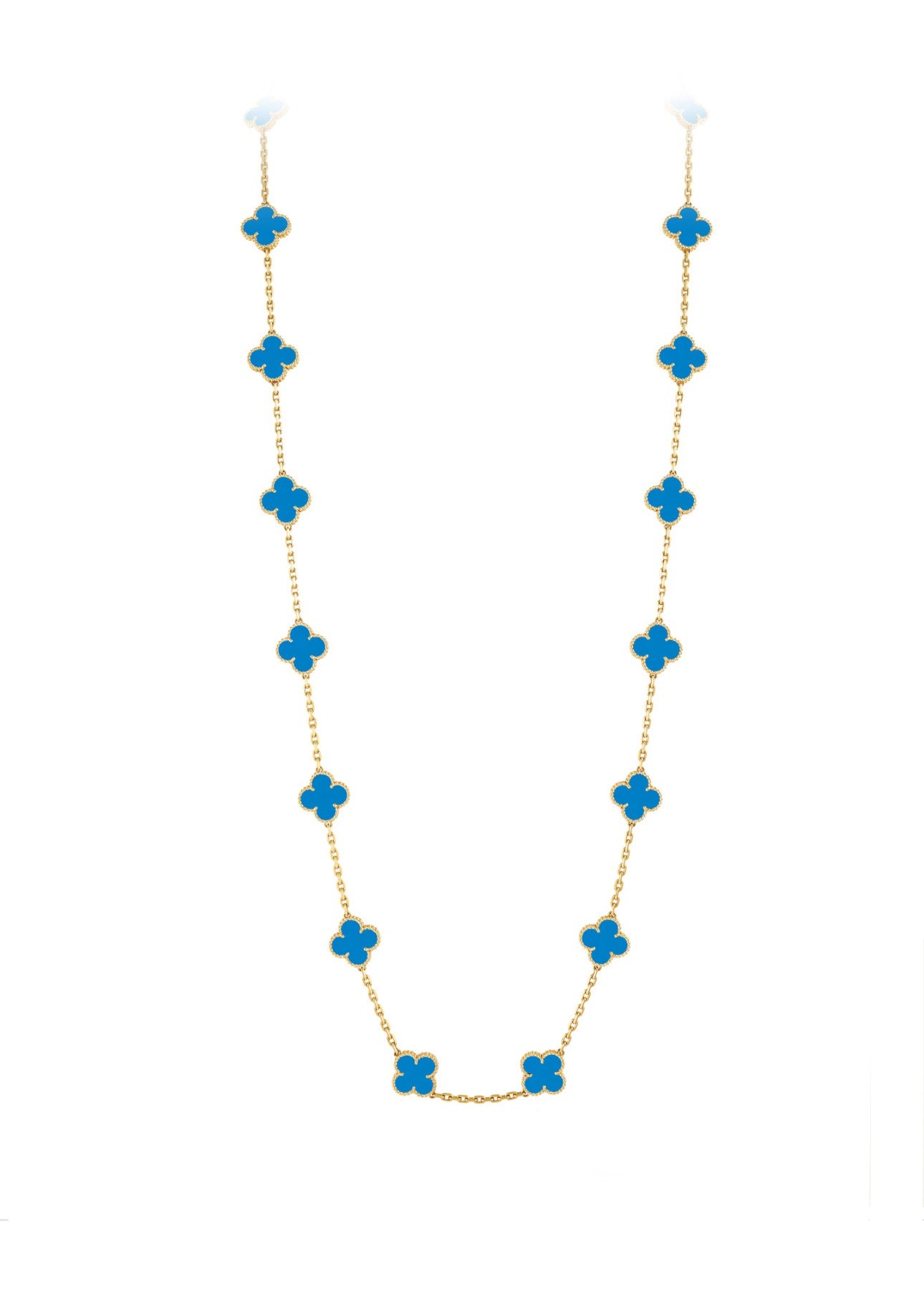 18K Gold Clover Long Leaf Necklace