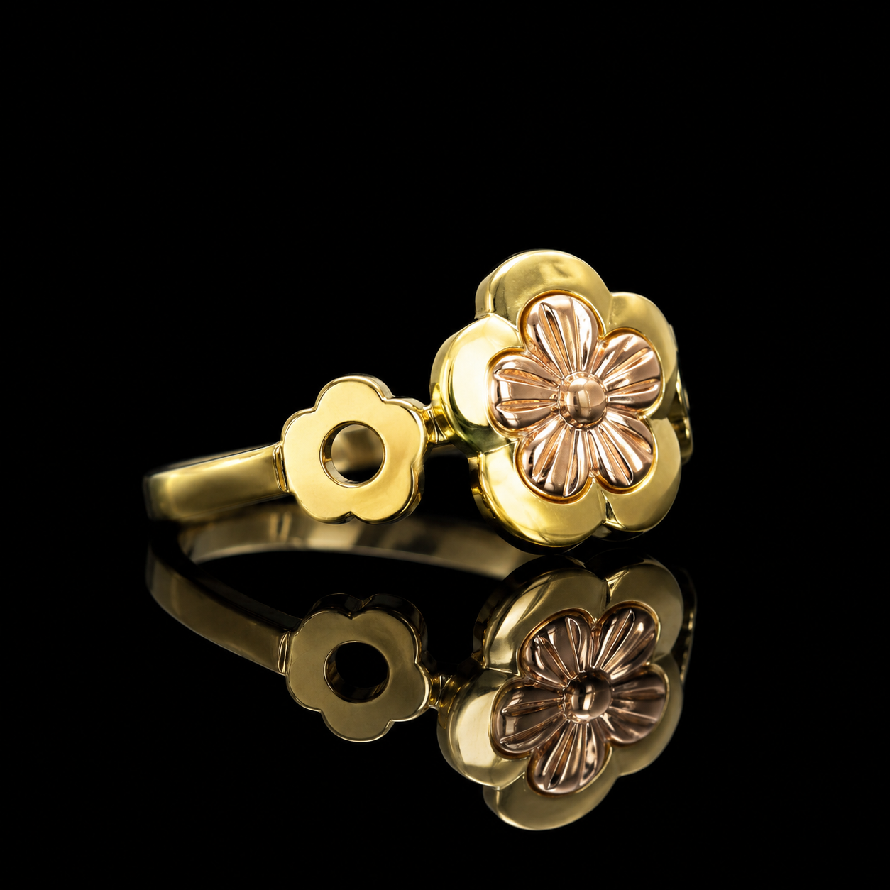 14K Gold Blossom Flower Ring