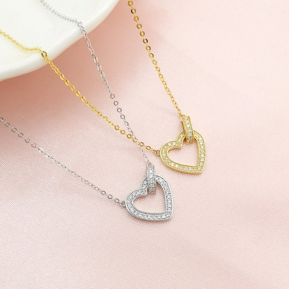 18K Gold Heart Natural Diamond Necklace