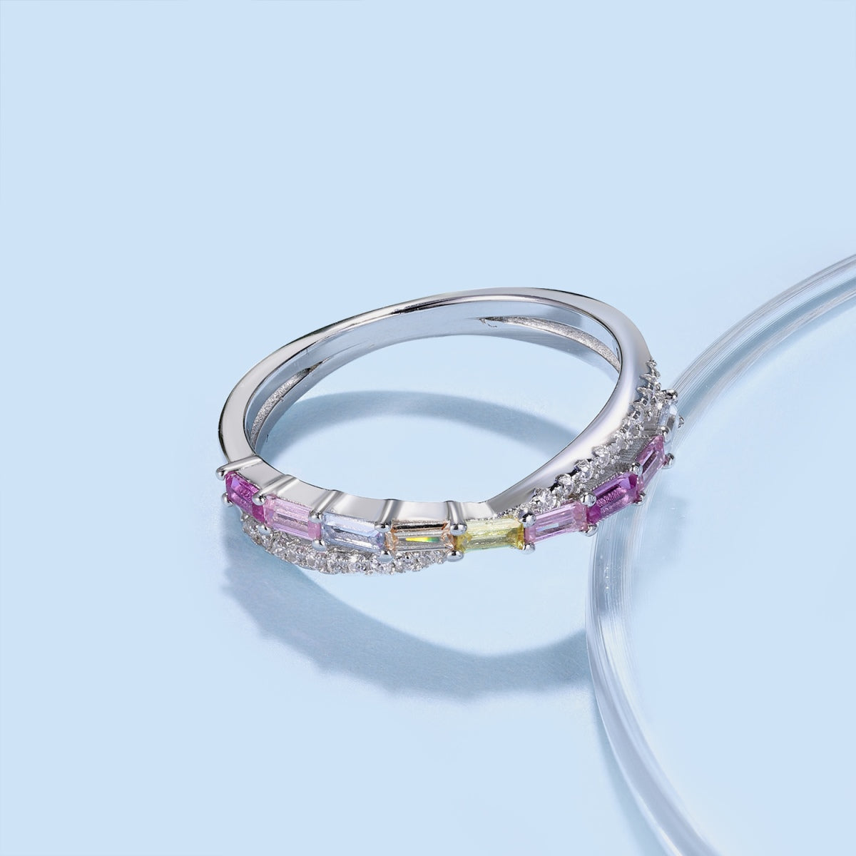 Colorful Rectangle Diamond Ring