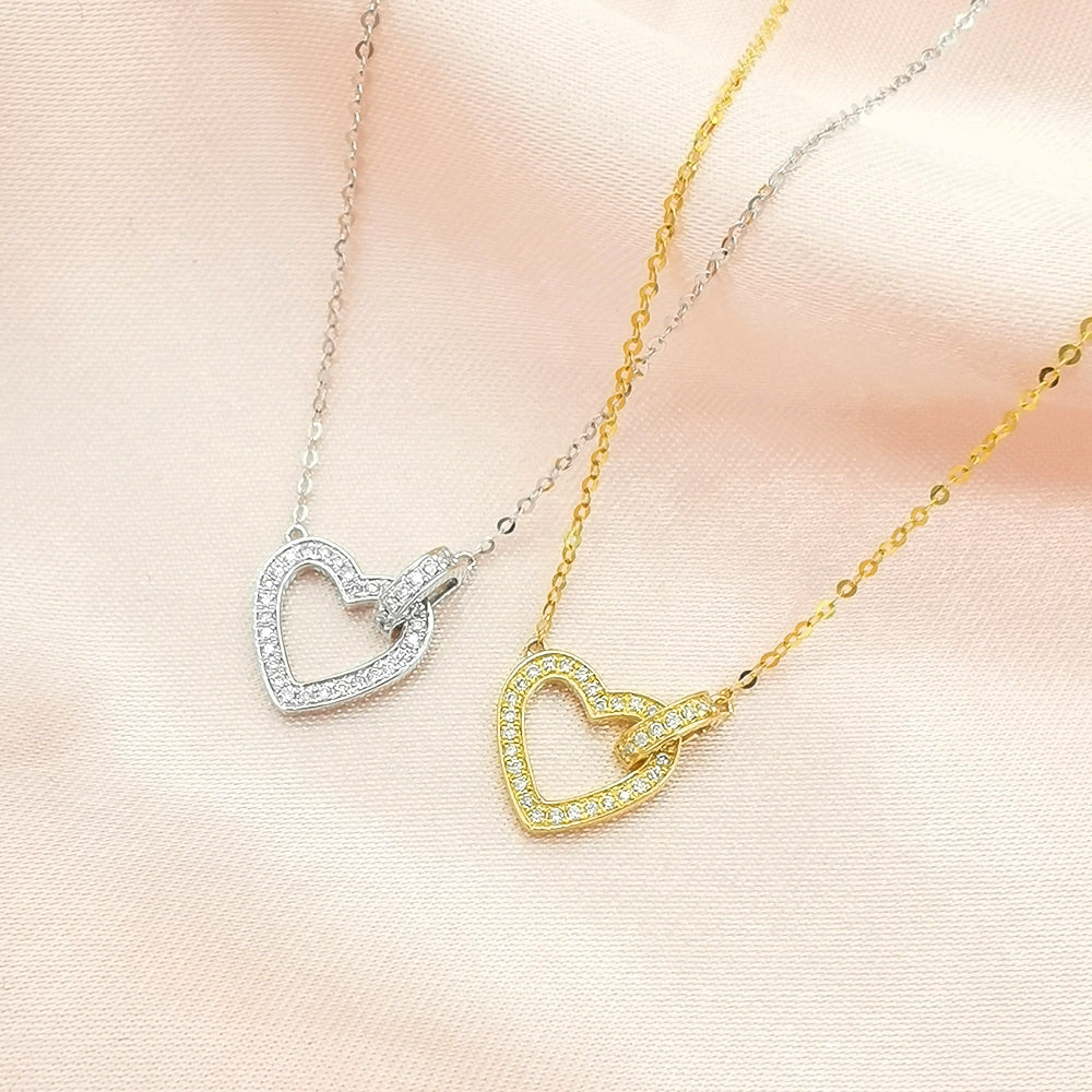 18K Gold Heart Natural Diamond Necklace
