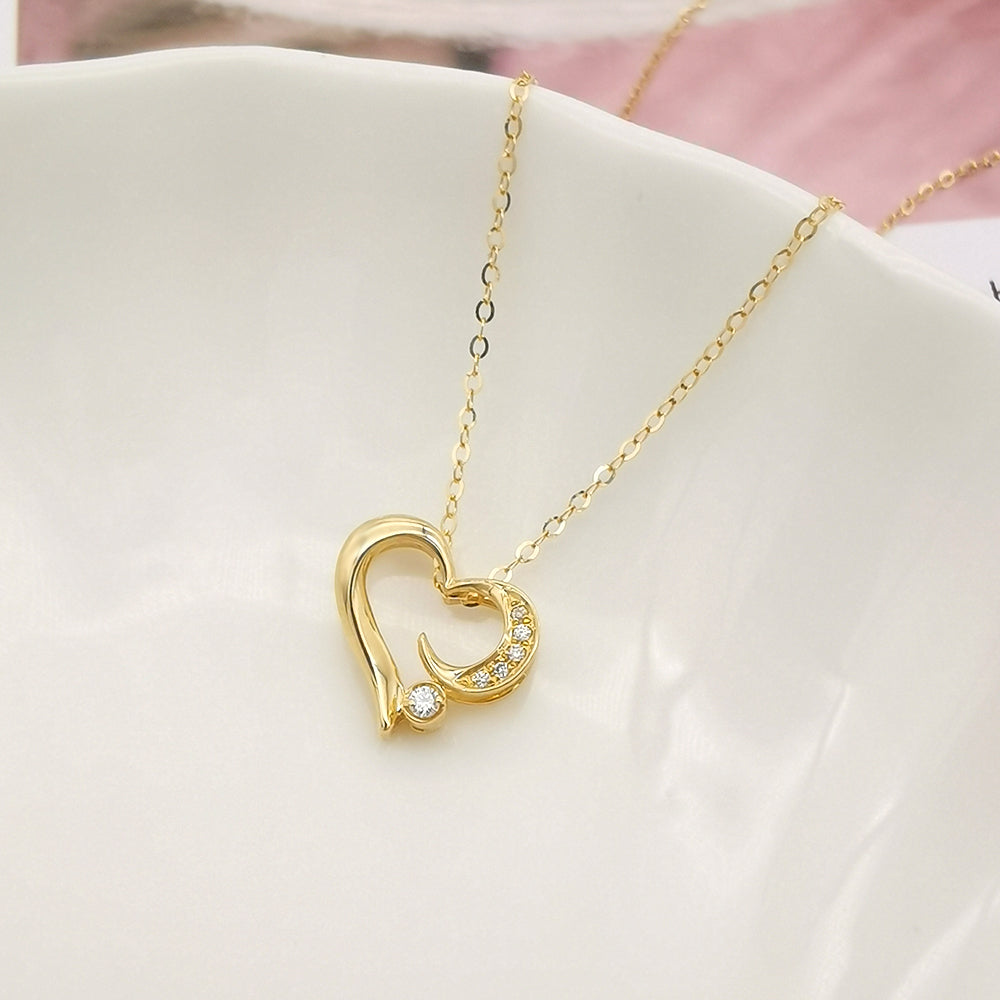 18K Gold Heart Natural Diamond Necklace