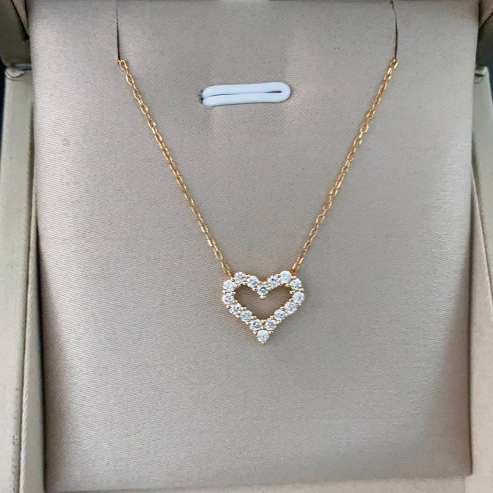 18K Gold Heart Natural Diamond Necklace