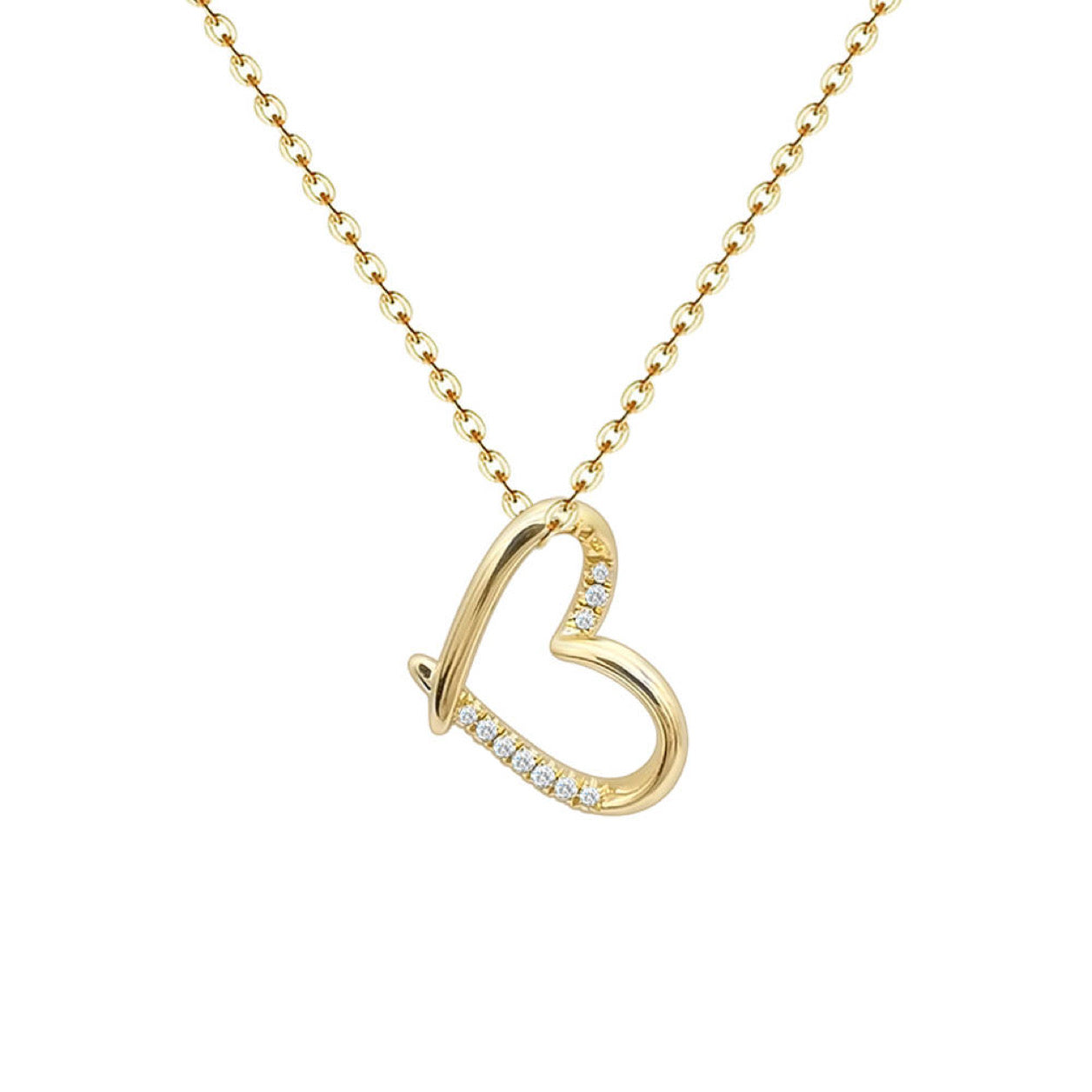Collar de diamantes naturales en forma de corazón en oro de 18 quilates