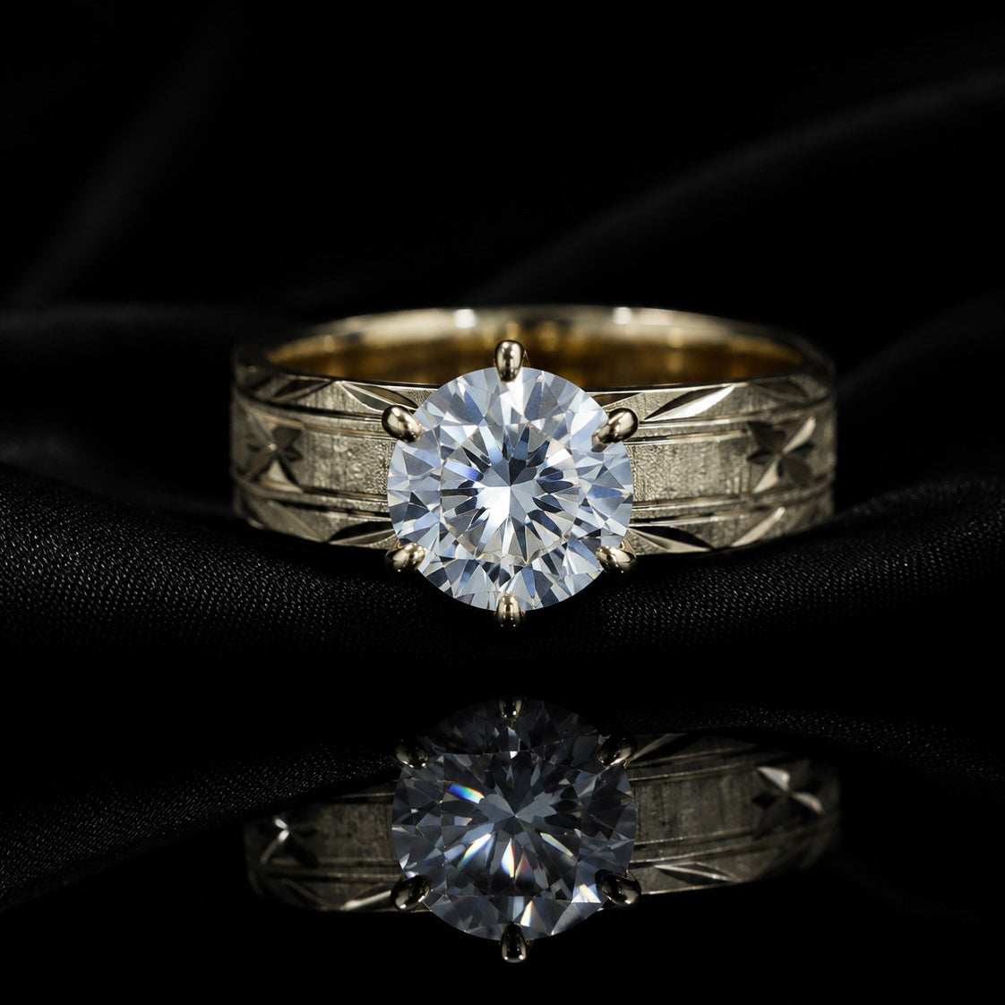 14K Gold Diamond Solitaire VVS Ring