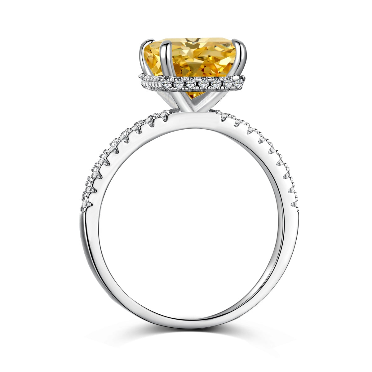 Anillo de diamantes radiantes amarillos
