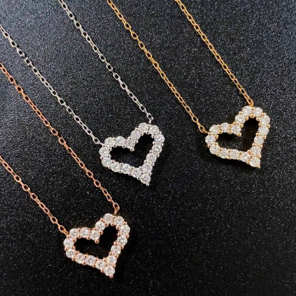 18K Gold Heart Natural Diamond Necklace