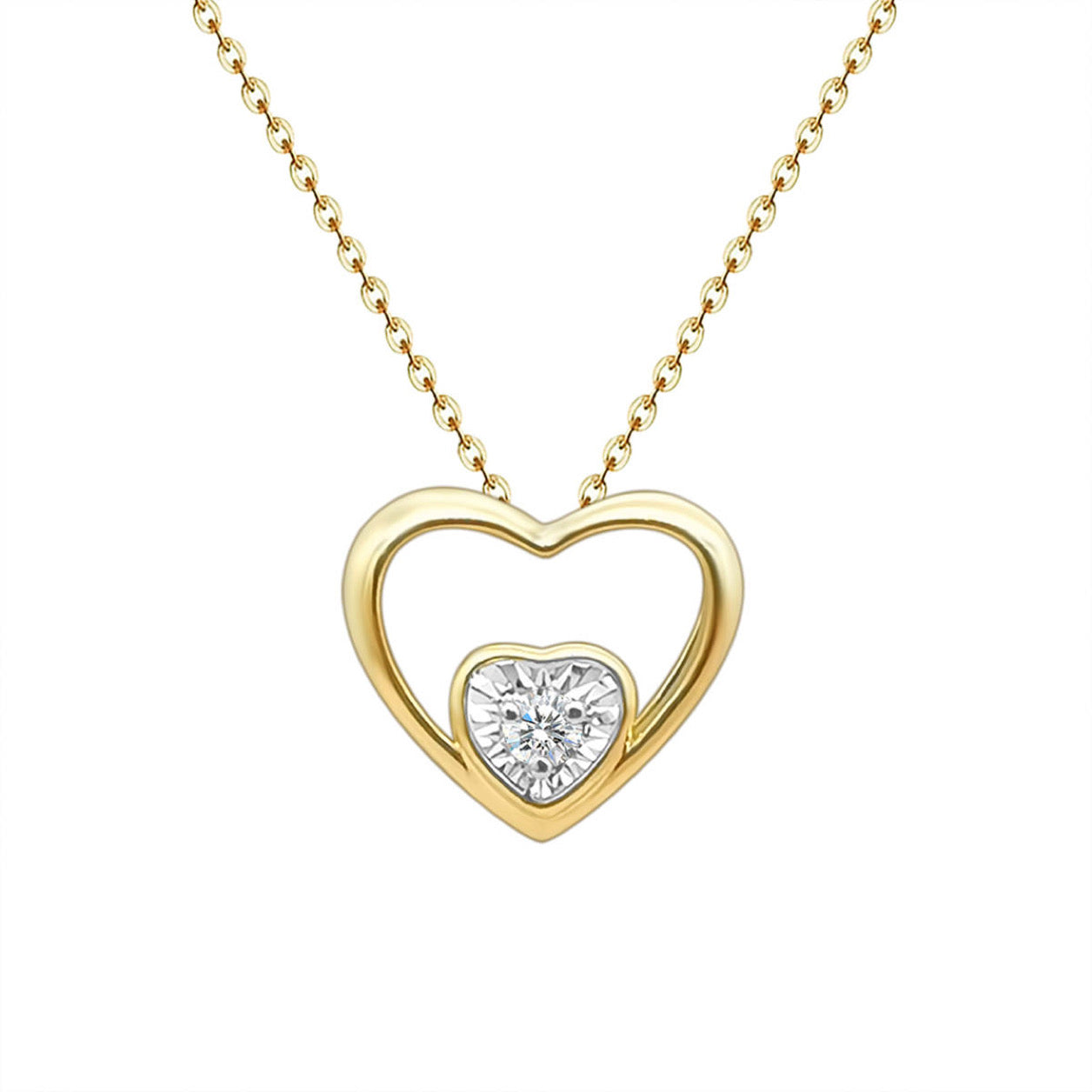 Collar de diamantes naturales en forma de corazón en oro de 18 quilates