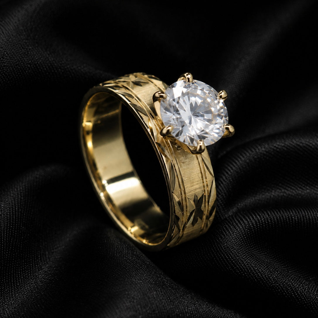 14K Gold Diamond Solitaire VVS Ring