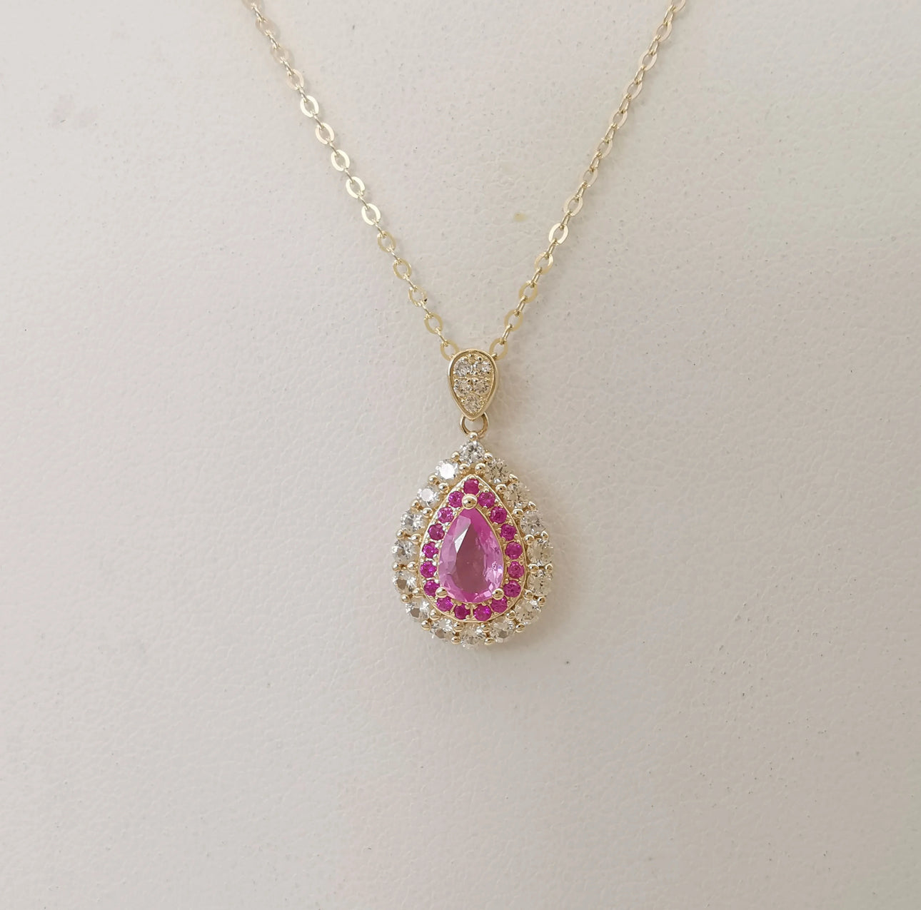 14K Gold Natural Diamond Sapphire Necklace