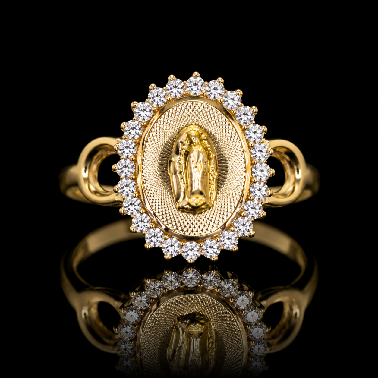 14K Gold Virgencita Halo Ring