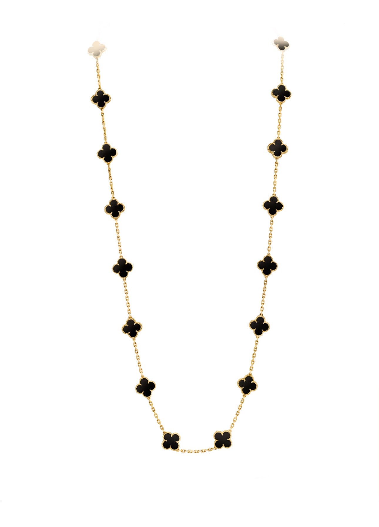 18K Gold Clover Long Leaf Necklace