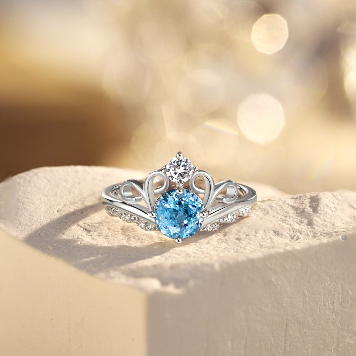 Blue Crown Diamond Ring