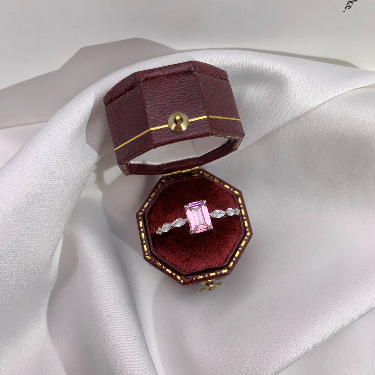 Pink Emerald Cut Diamond Ring