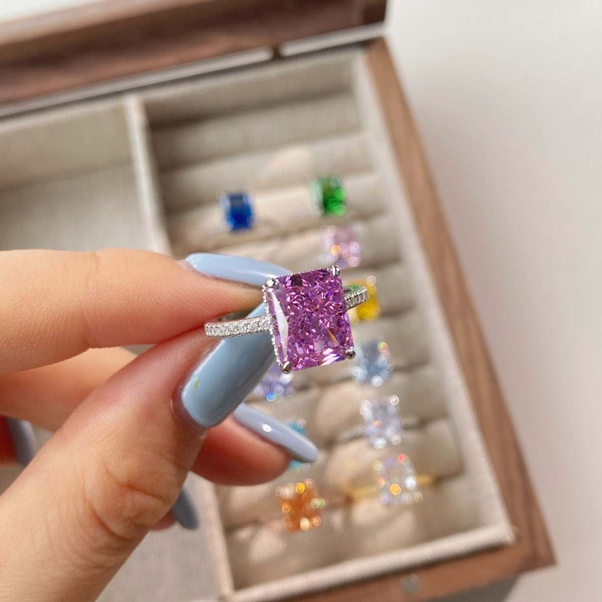 Pink Radiant Diamond Ring