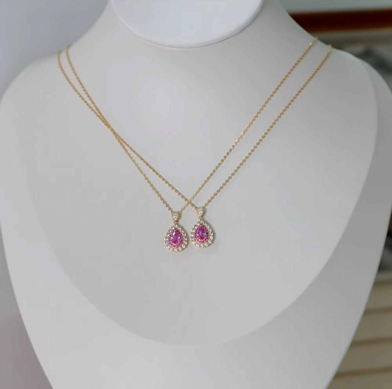 14K Gold Natural Diamond Sapphire Necklace