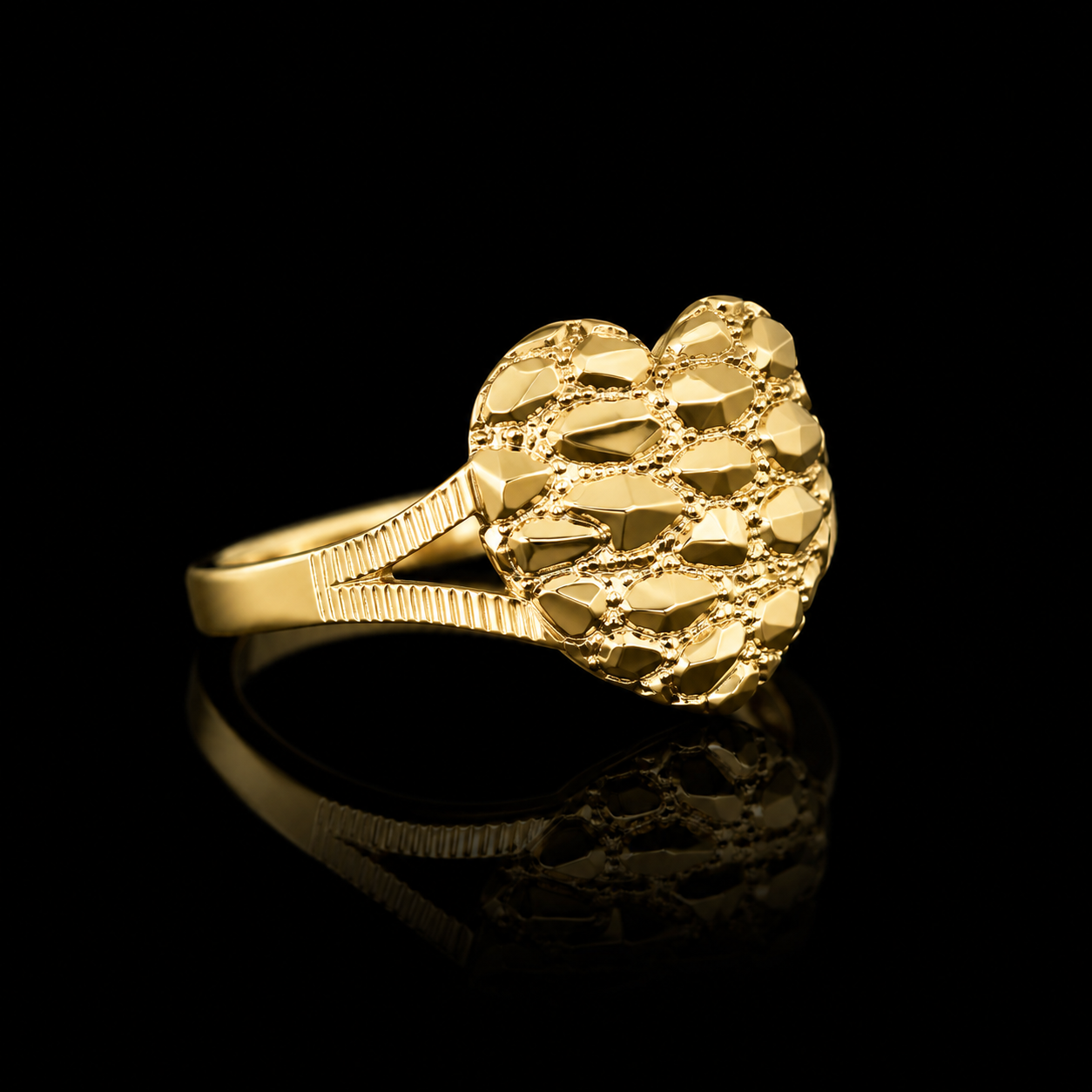 14K Gold Heart Nugget Ring