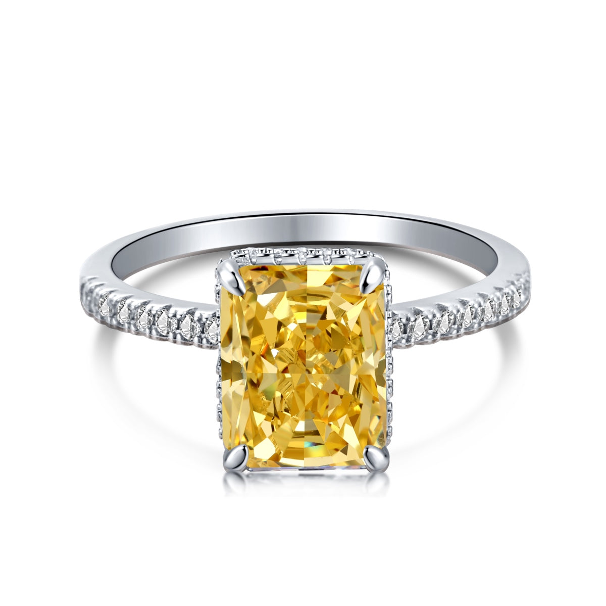 Anillo de diamantes radiantes amarillos