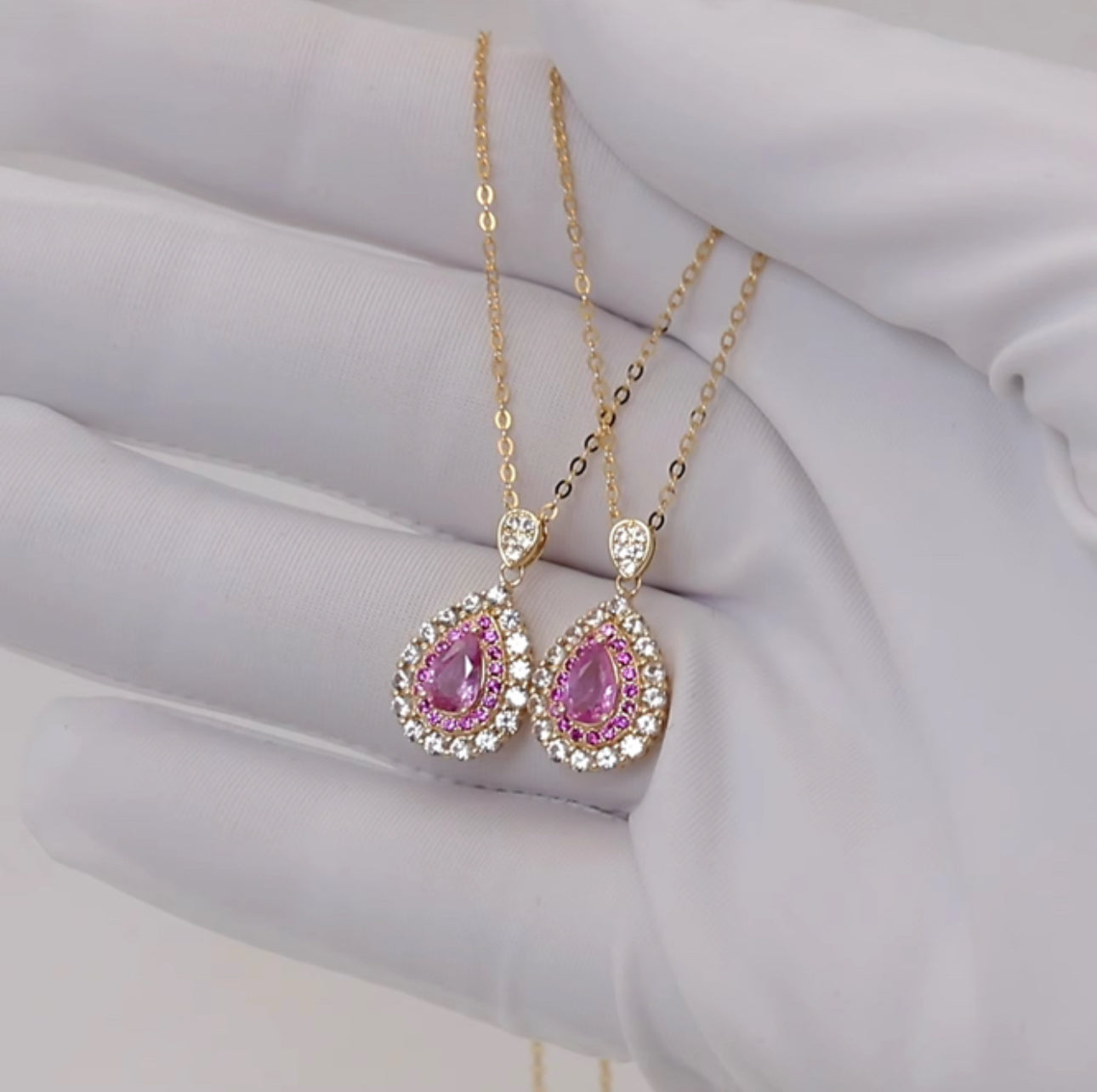 14K Gold Natural Diamond Sapphire Necklace