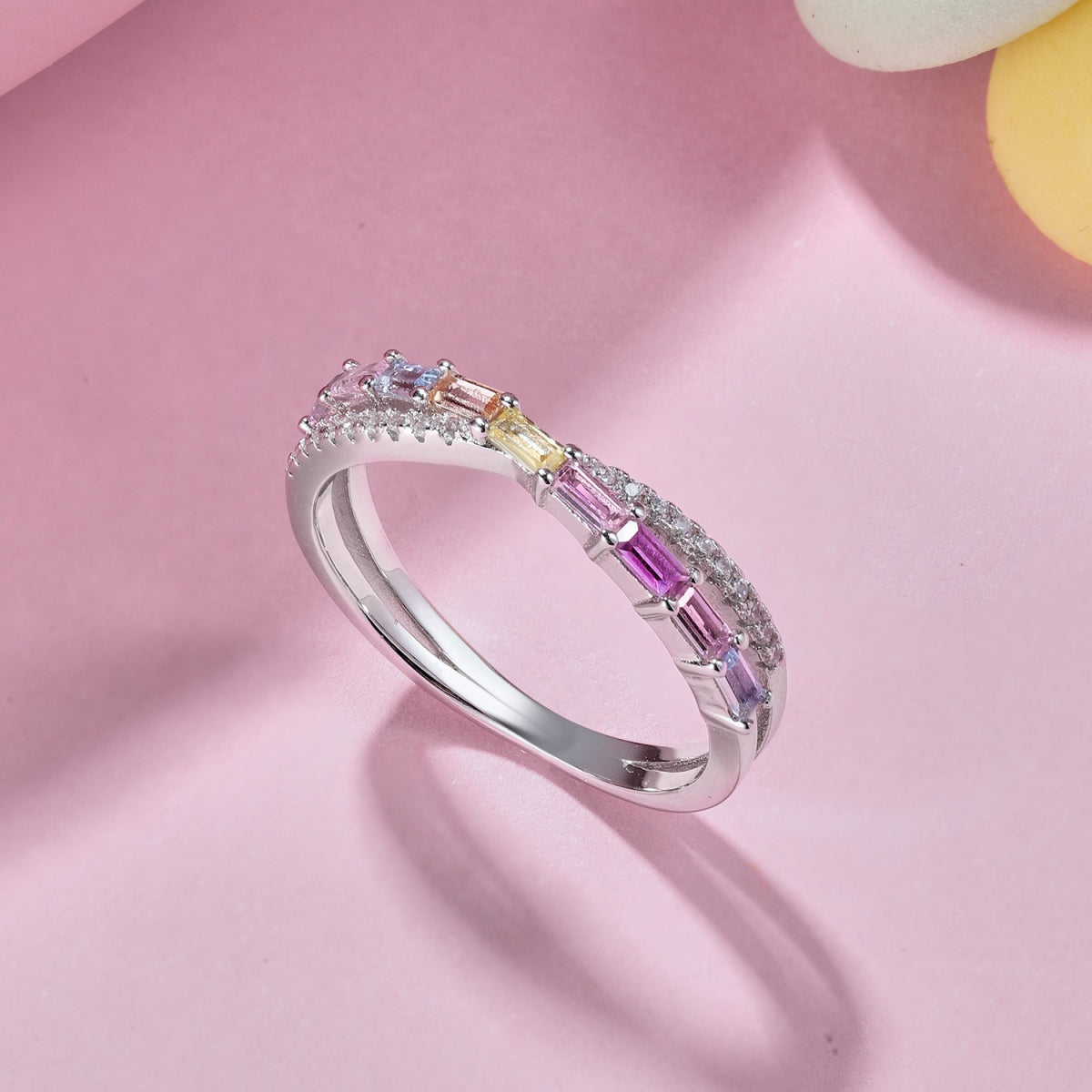 Colorful Rectangle Diamond Ring
