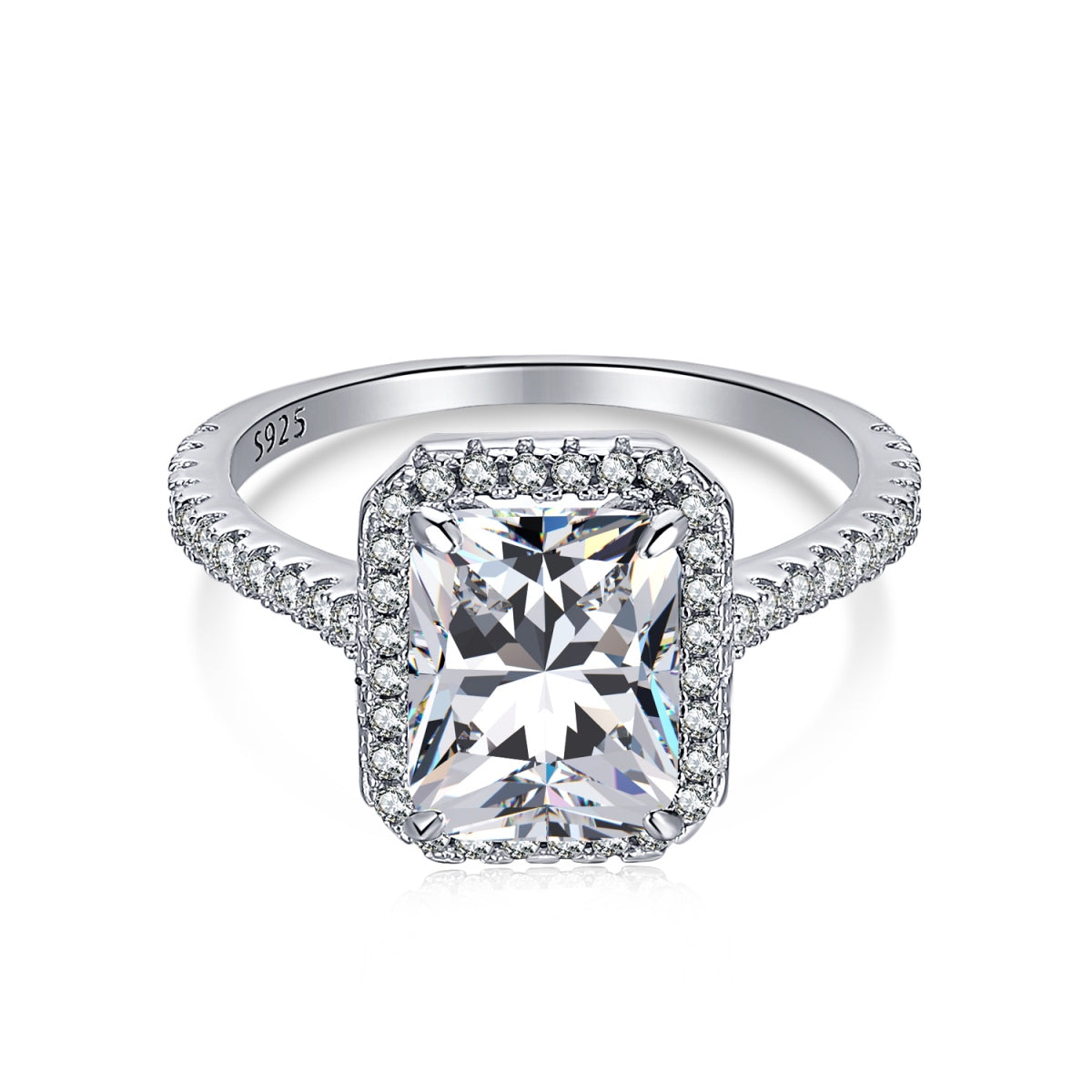 Anillo de diamantes rectangulares blancos