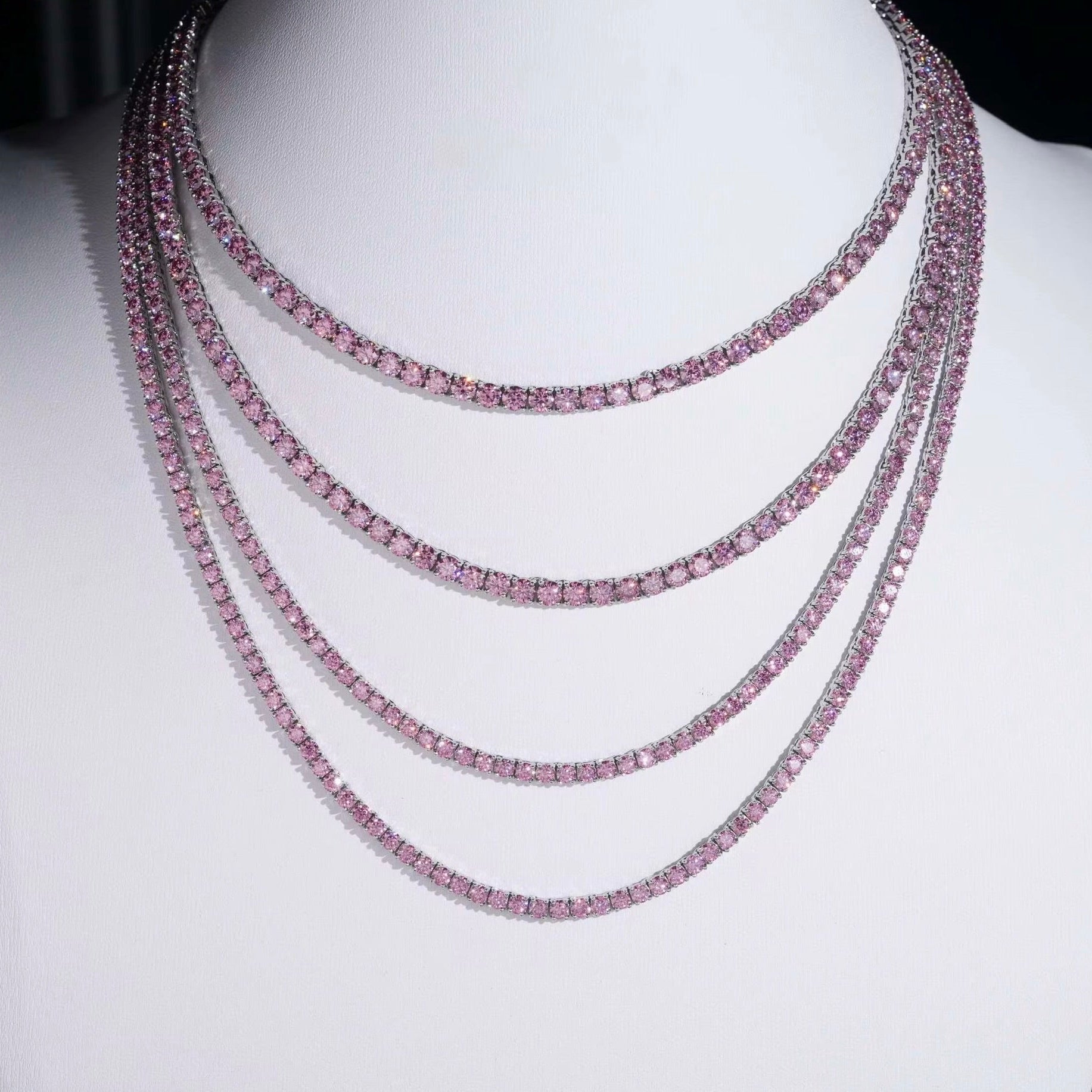 VVS Pink Tennis Necklace