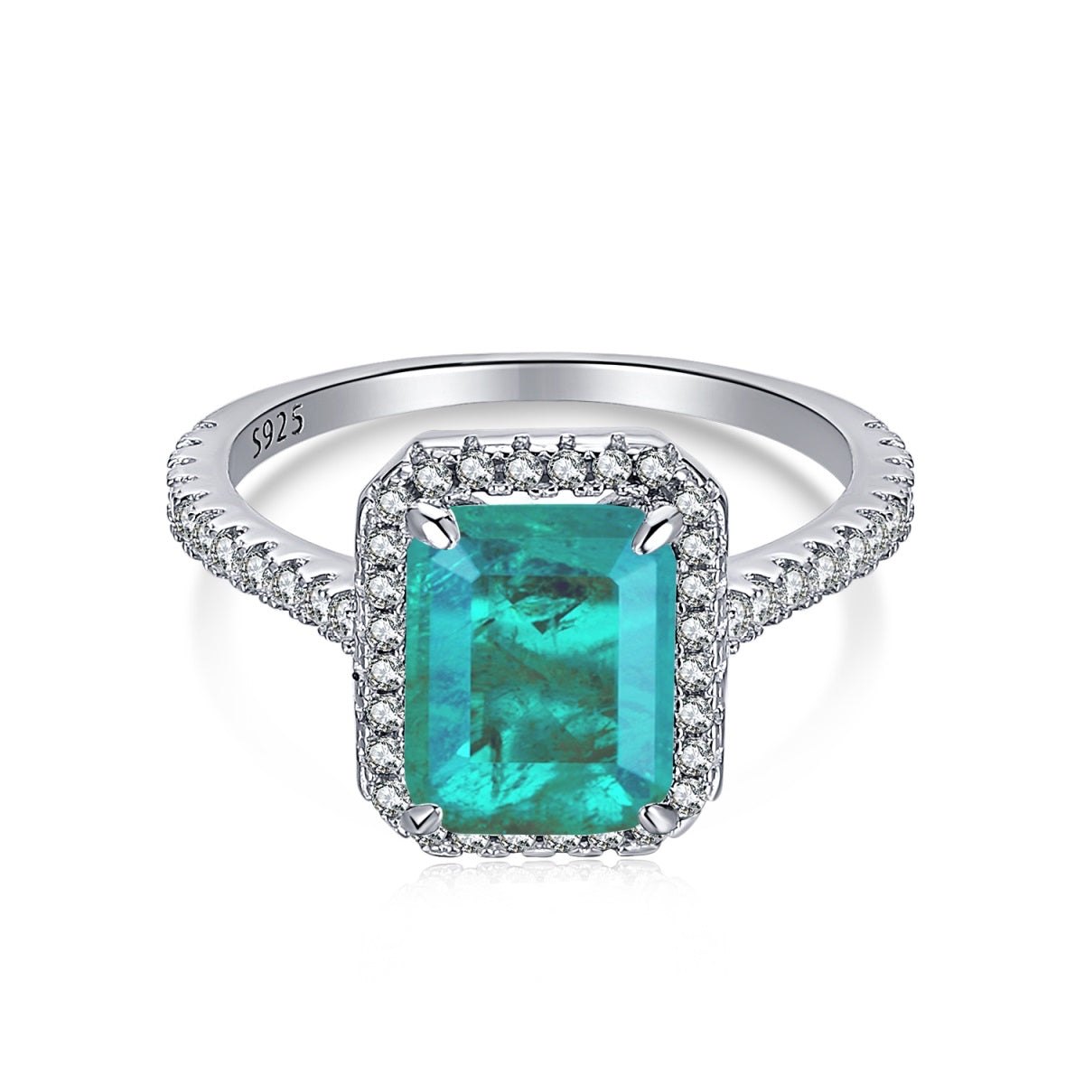 Anillo de diamantes turquesa