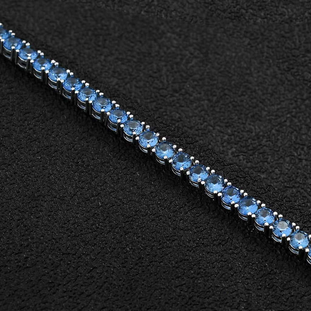 VVS Sea Blue Tennis Necklace (4mm)