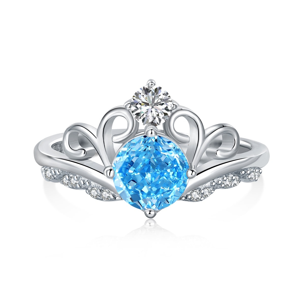 Anillo de diamantes con corona azul