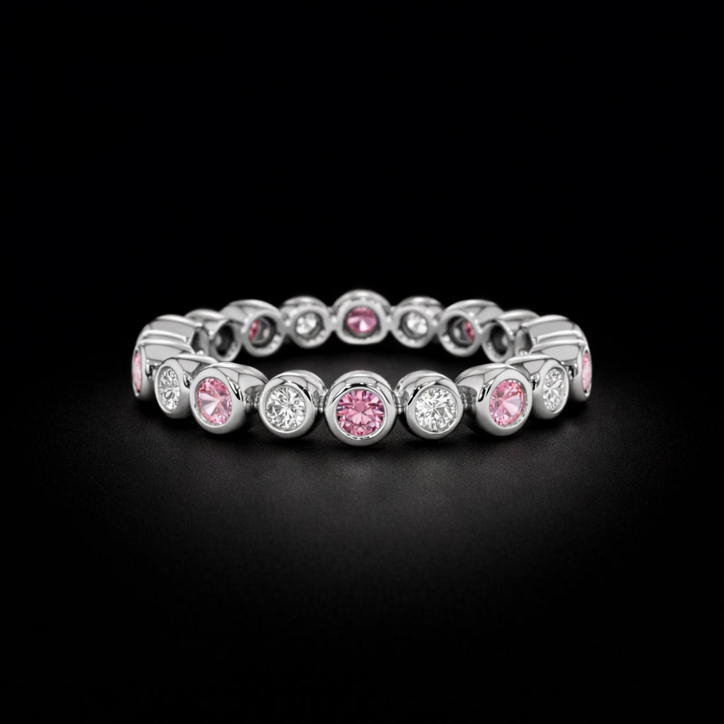 14K Gold Natural Pink Sapphire and Natural Diamond