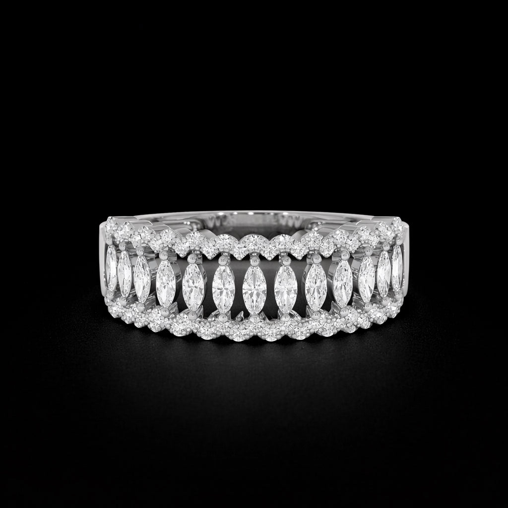 14K Gold Natural Marquise and Natural Diamond Ring