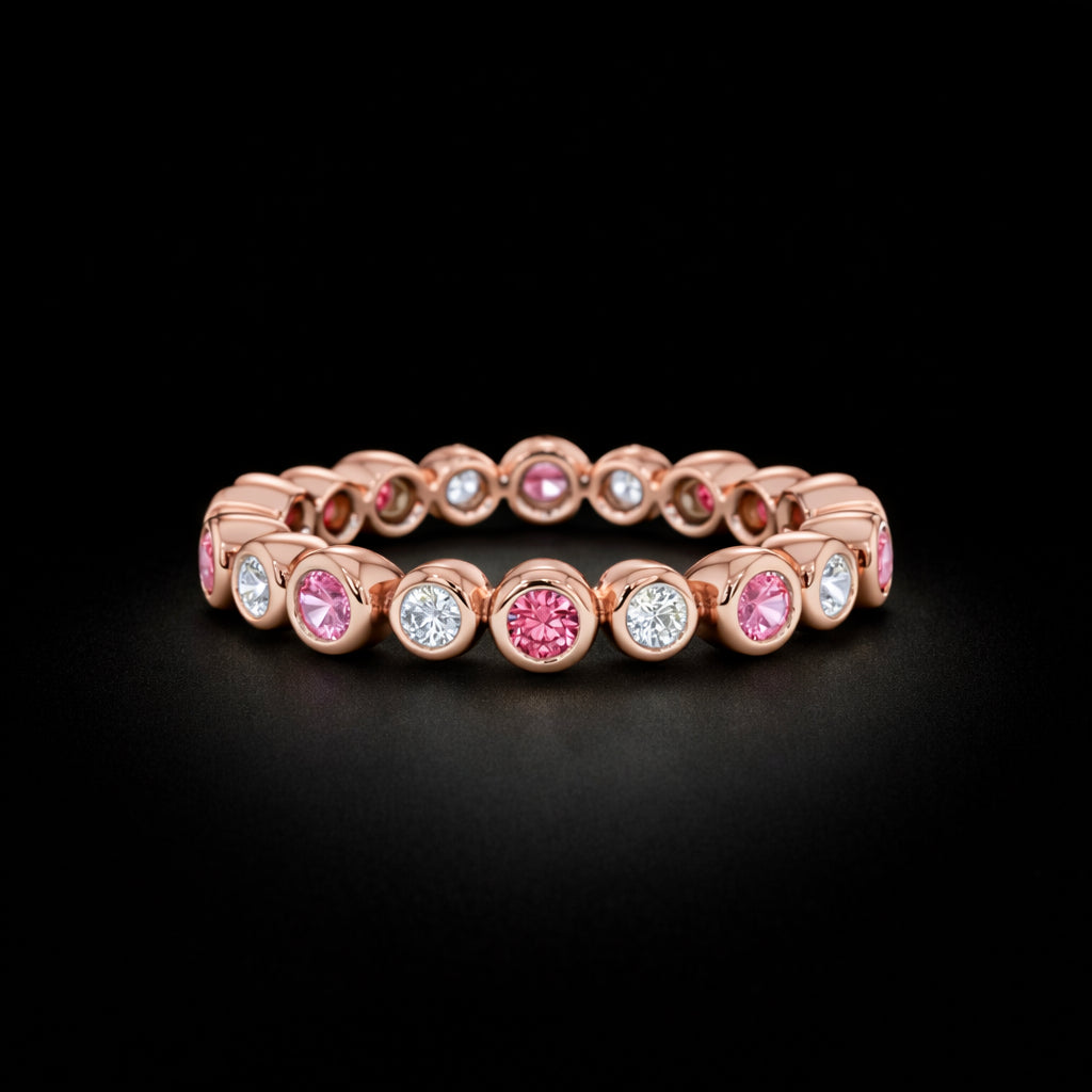 14K Gold Natural Pink Sapphire and Natural Diamond