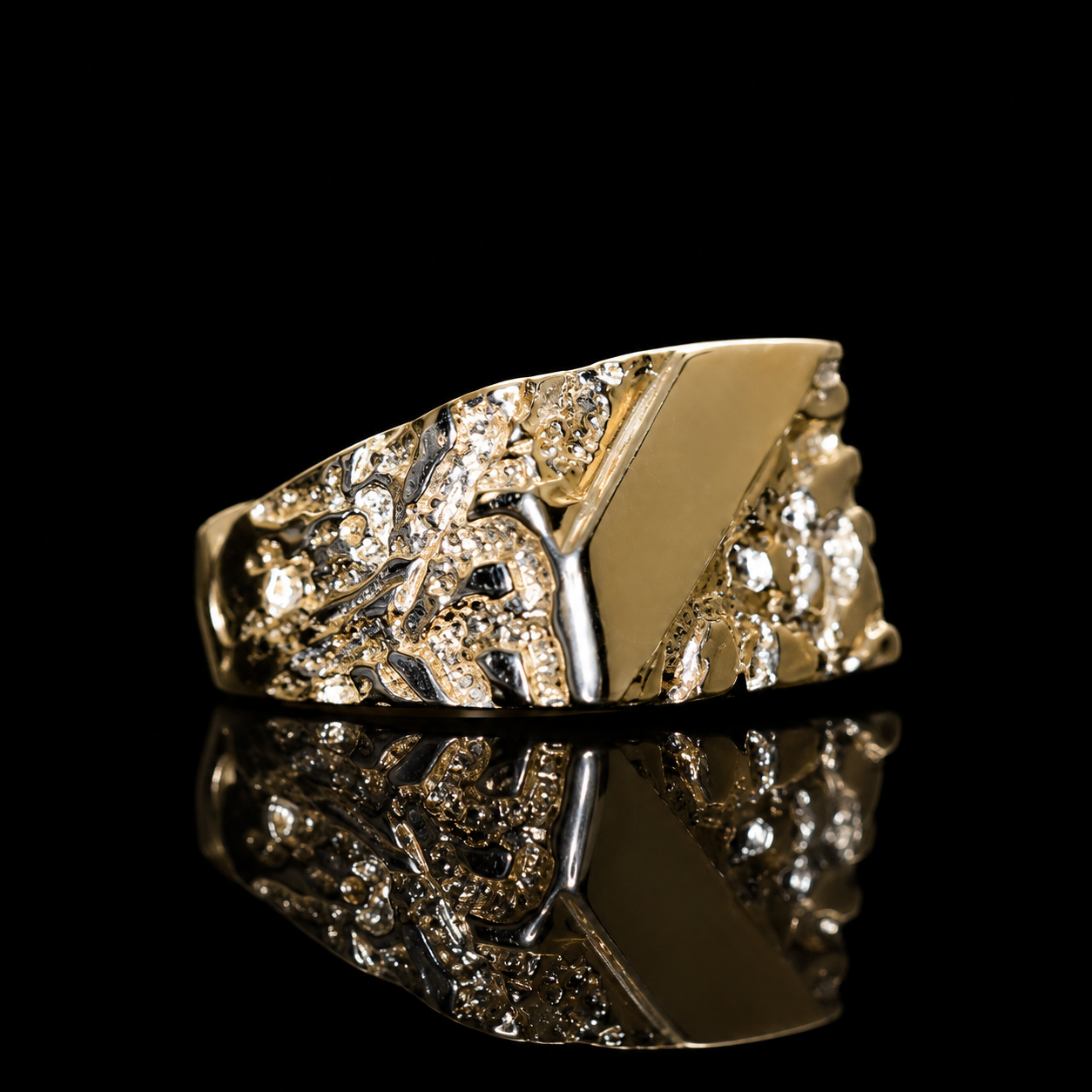14K Gold Modern Nugget Ring