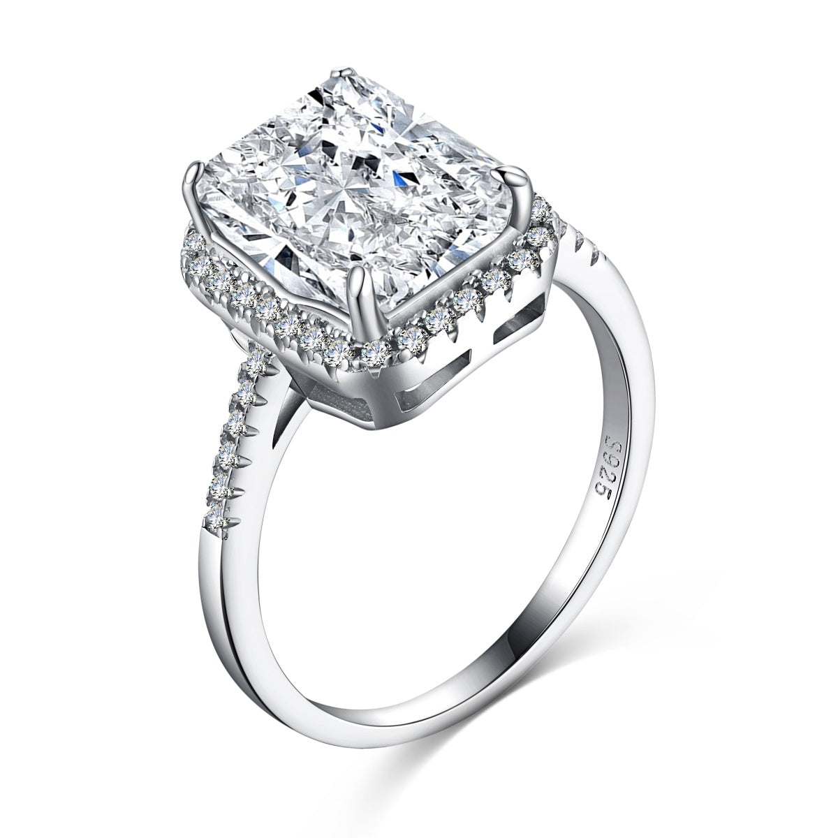 Anillo de diamantes rectangulares blancos