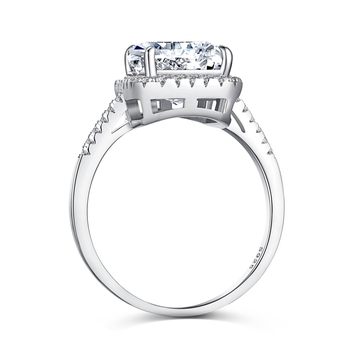 Anillo de diamantes rectangulares blancos