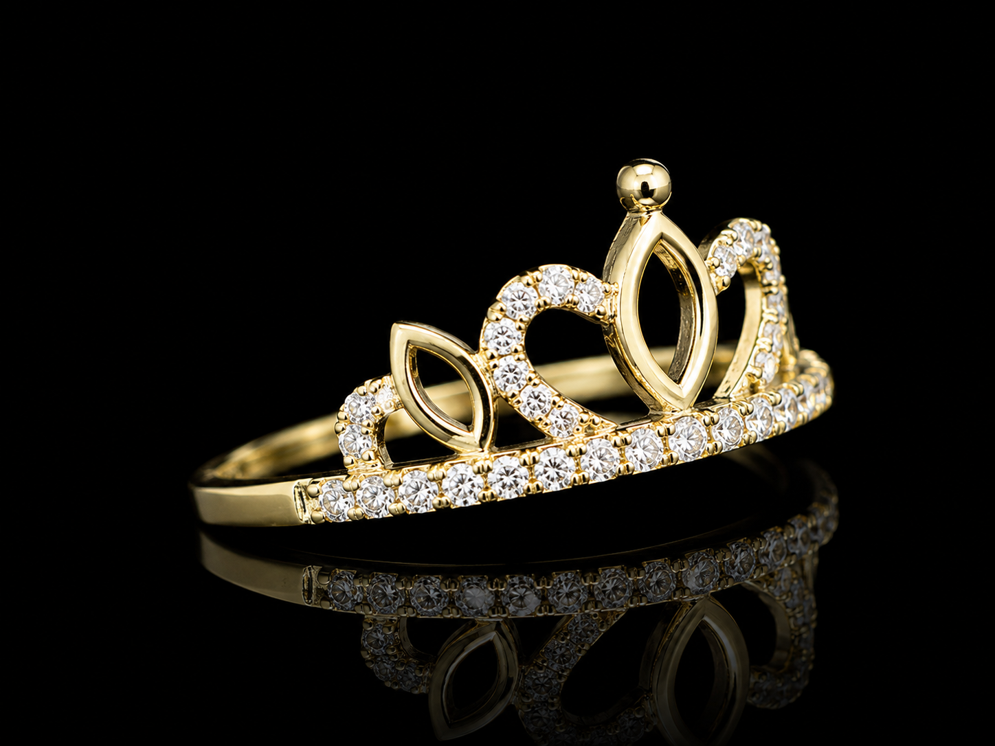 14K Gold Princess Crown Ring