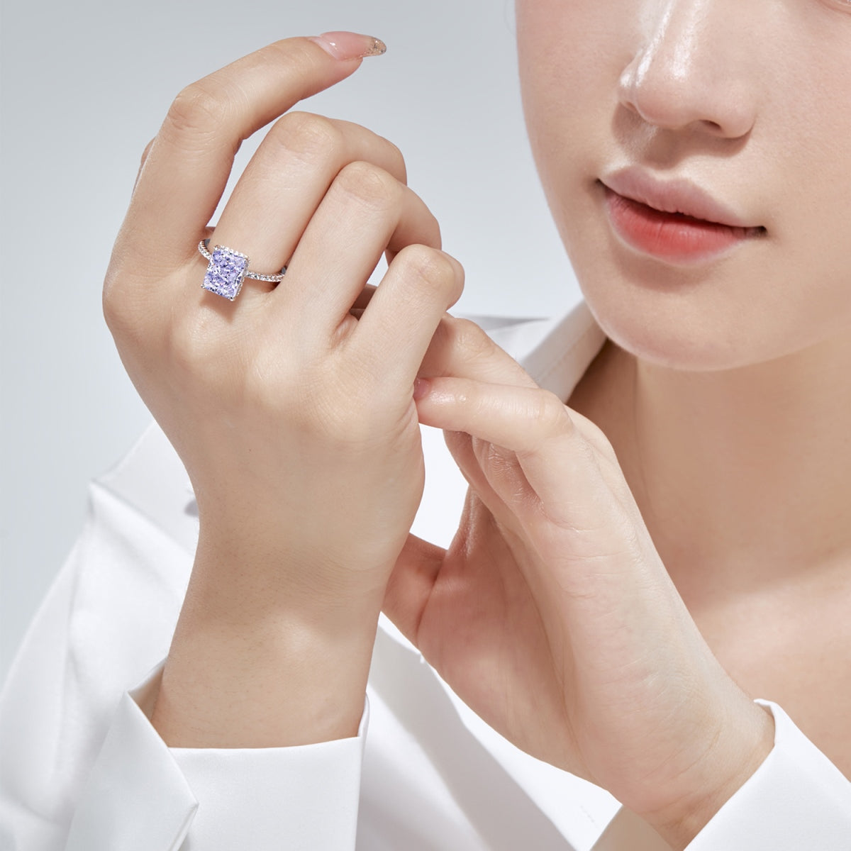 Purple Radiant Diamond Ring