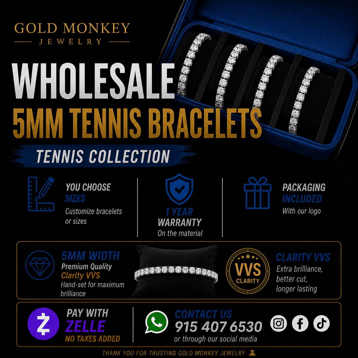 VVS Tennis Bracelet 5mm (Wholesale)