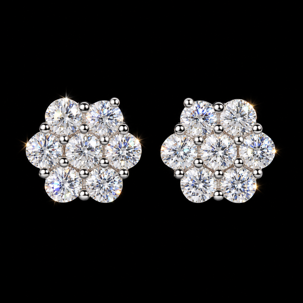VVS Cluster Flower Earrings