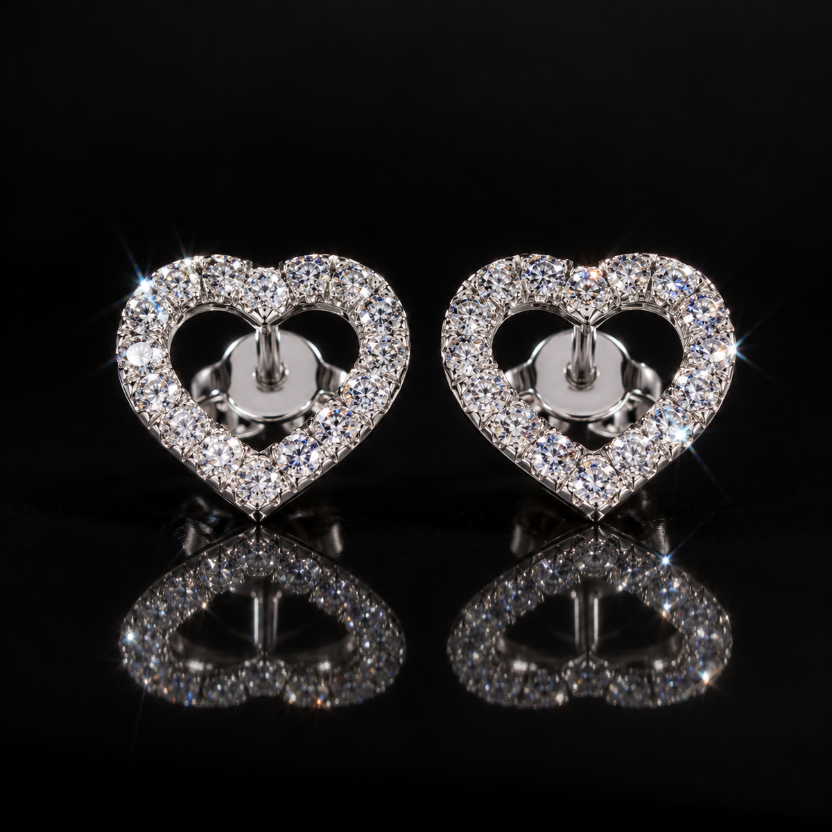 Open VVS Heart Earrings