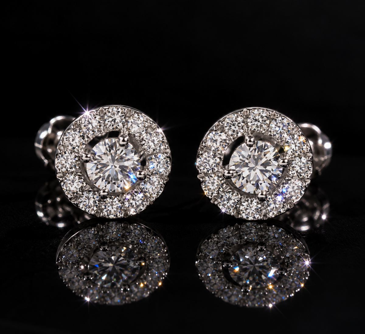 Round VVS Halo Earrings