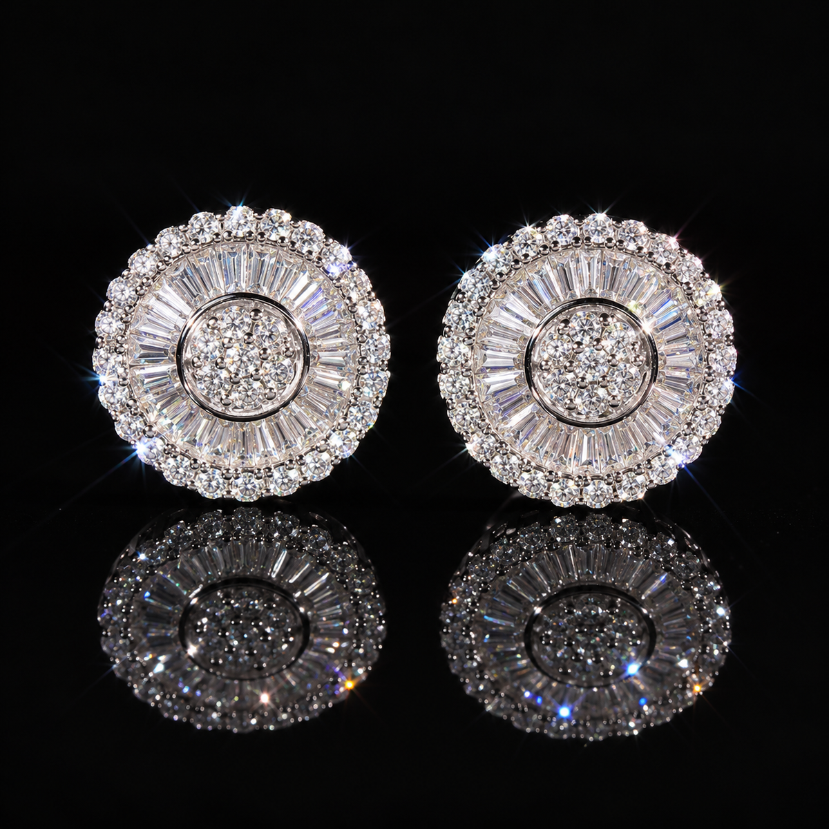 VVS Baguette Halo Earrings