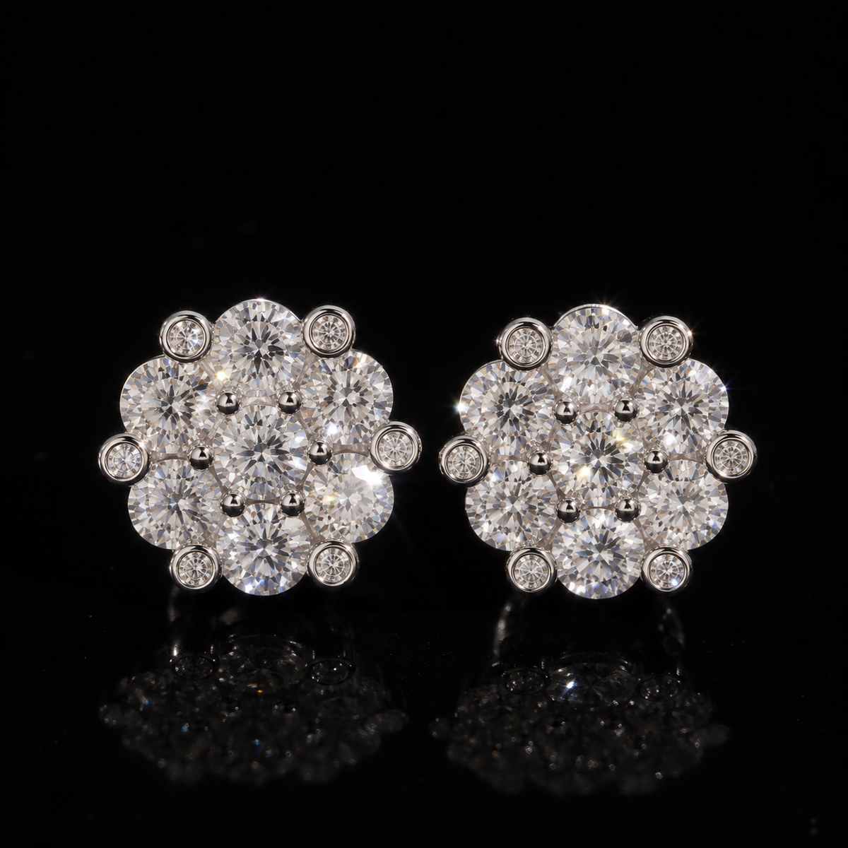 VVS Round Cluster Earrings