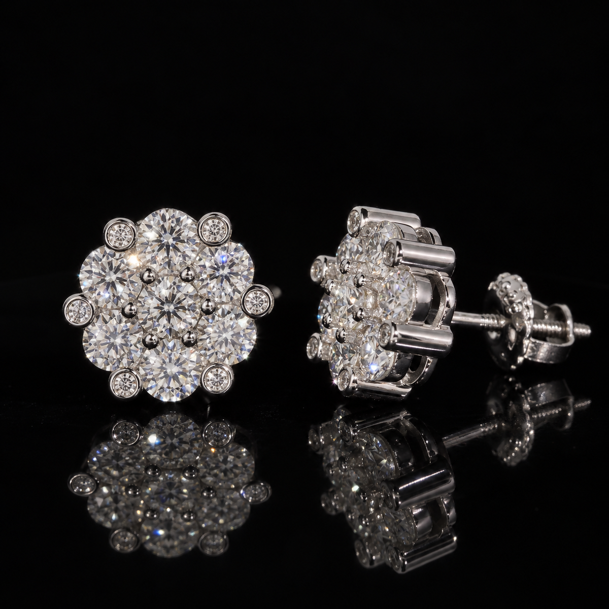 VVS Round Cluster Earrings